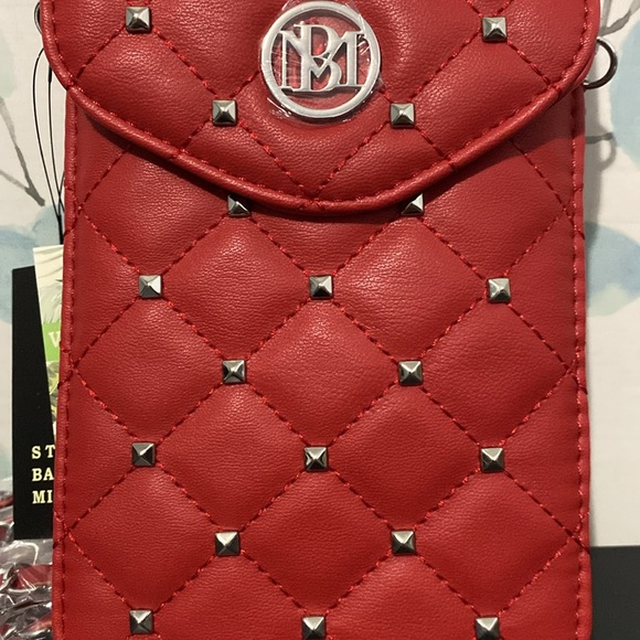 Badgley Mischka Crossbody Phone Case with Diamond Quilting and Studs - Picture 2 of 5
